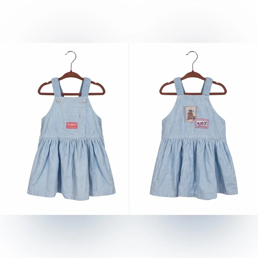 Vintage Oshkosh Corduroy Blue Overall Dress A Stitch in Time Made in USA 80s